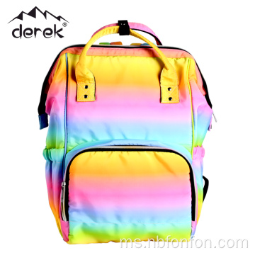 Rainbow Gradient Mommy Backpack Luar Perjalanan Luar